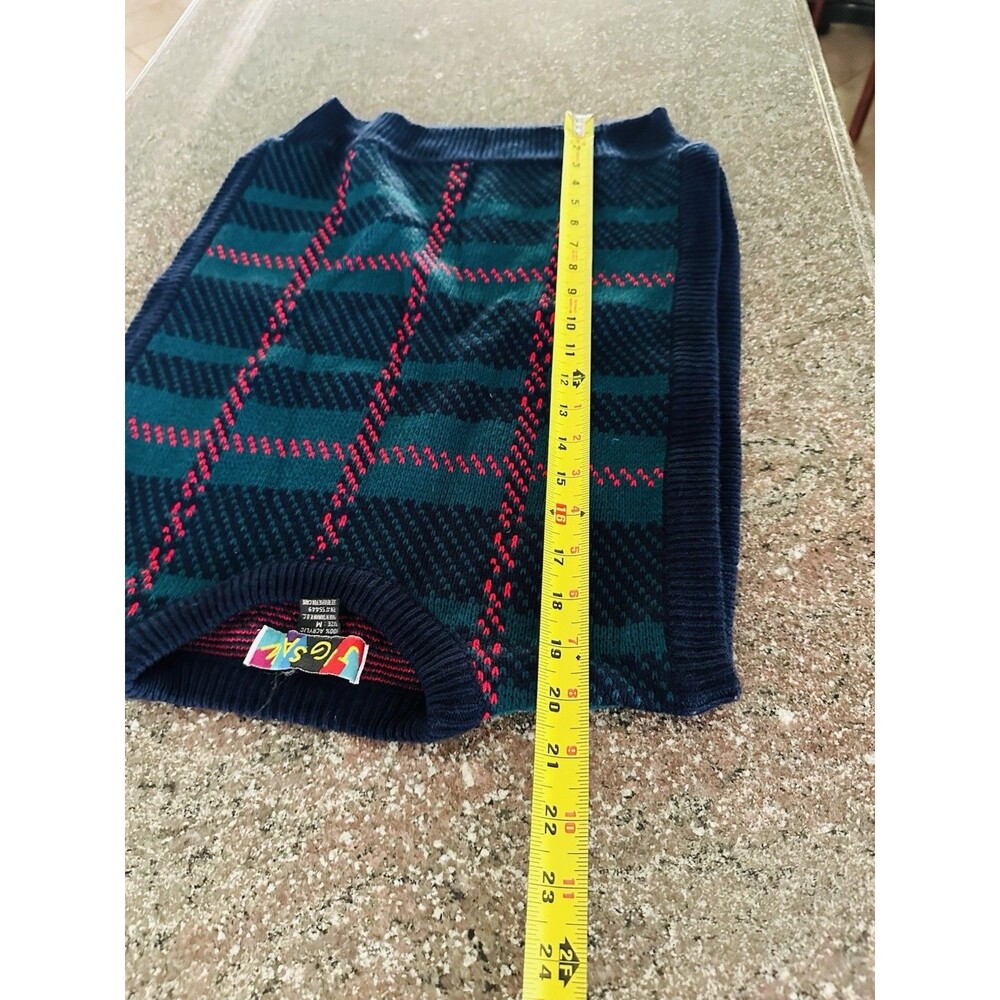 Vtg Sweater Vest Women ‎ size M Wool Grandpa Cabincore Academia green/ black - Picture 5 of 7